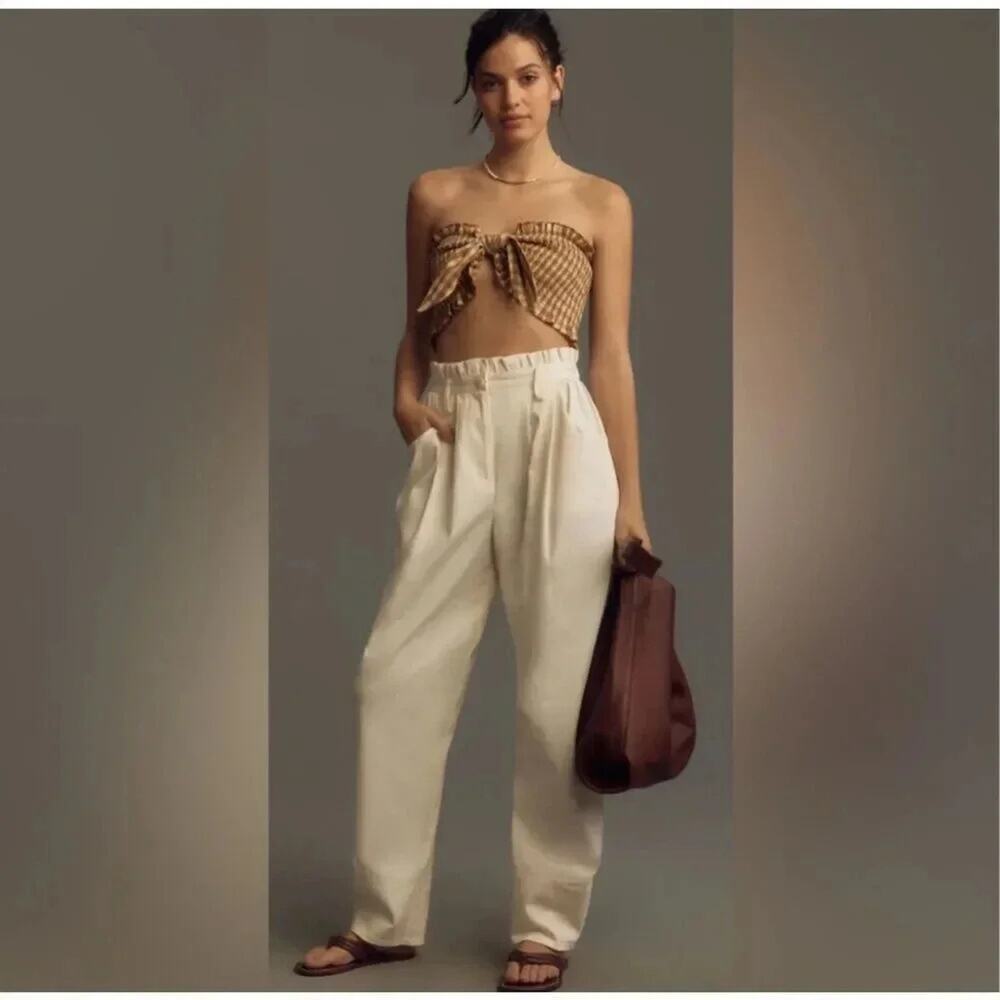 ANTHROPOLOGIE | NWT Corey Lynn Calter Tapered Trousers White Cream | Size Large
